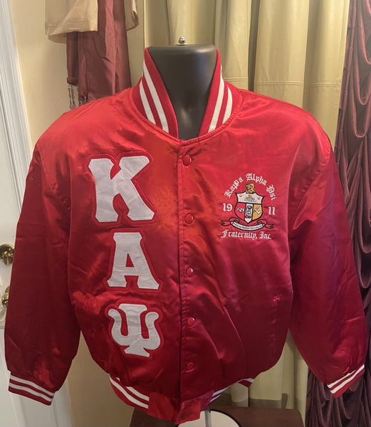 RED WITH WHITE LETTERS KAPPA SATIN JACKET