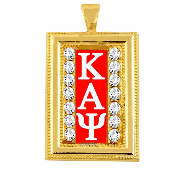RED STUDDED GOLD KAPPA CHARM NECKLACE (CHAIN INCLUDED)