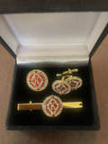 K Diamond Studded Flex 3pcs Set Bundle (Cufflinks, Lapel Pin, Tie Bar)