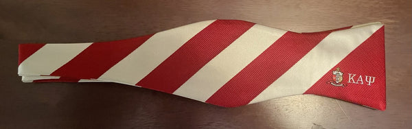 RED AND CREAM STRIPE COAT OF ARMS BOW TIE