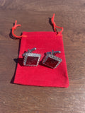 Crimson Studded SilverCufflinks ( Silver)