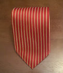 RED AND GOLD SILK STRIPE NECK TIE