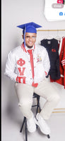 WHITE AND RED SATIN PHI NU PI JACKET