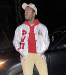 WHITE AND RED SATIN PHI NU PI JACKET