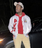 WHITE AND RED SATIN PHI NU PI JACKET