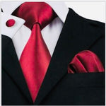 3pc Crimson Tie Set- 100% Silk