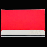 Kappa  Business Card Holder - Stainless Steel With Red Leather