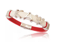 Red and White Leather Bracelet